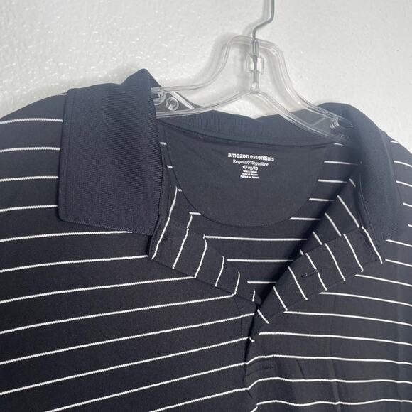 Amazon Essentials Mens Shirt Size XL Black Striped Pullover Polo Casual - Picture 9 of 10